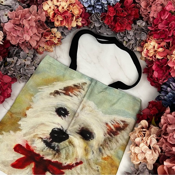 Eco-Friendly White Westie Dog Folding Tote Bag - Picture 4 of 13